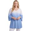 Woman Within Plus Size Three-Quarter Bell Sleeve Tunic(French Blue Ombre)