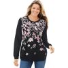 Woman Within Printed Sweatshirt(Black Pink Floral Placement)