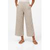 ellos Plus Size 100% Cotton Wide Leg Gingham Seersucker Back Elastic Waist Crop Pants(Brown Sugar Ivory Gingham)