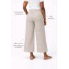ellos Plus Size 100% Cotton Wide Leg Gingham Seersucker Back Elastic Waist Crop Pants(Brown Sugar Ivory Gingham)