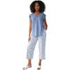 ellos Plus Size 100% Cotton Wide Leg Gingham Seersucker Back Elastic Waist Crop Pants(Pale Indigo White Gingham)