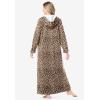 Dreams & Co. Plus Size Long Hooded Fleece Sweatshirt Robe(Classic Leopard)