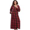 Dreams & Co. Plus Size Long Hooded Fleece Sweatshirt Robe(Red Buffalo Plaid)