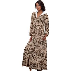 Dreams & Co. Plus Size Long Hooded Fleece Sweatshirt Robe(Classic Leopard)