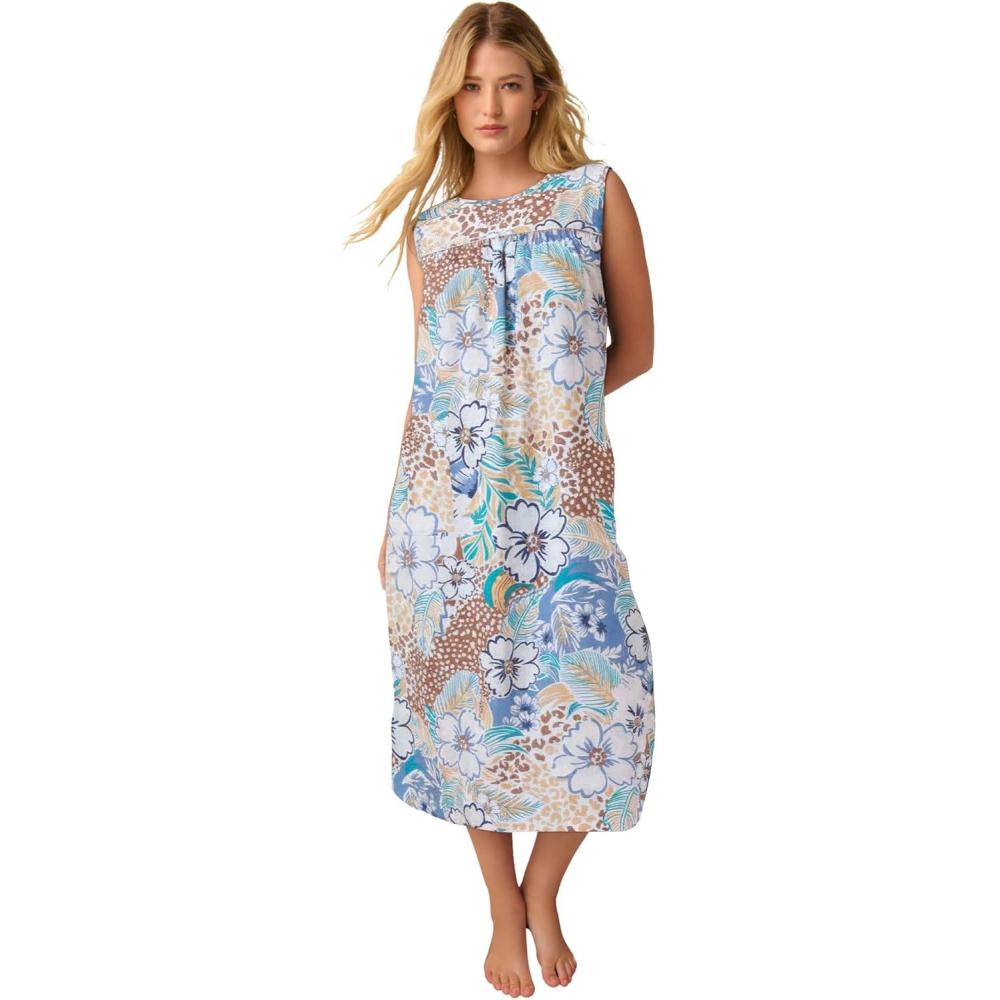 image:imageOnly Necessities Plus Size Sleeveless Print LoungerDusty Indigo Animal Palm