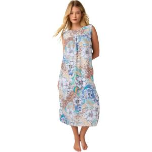 Only Necessities Plus Size Sleeveless Print Lounger(Dusty Indigo Animal Palm)