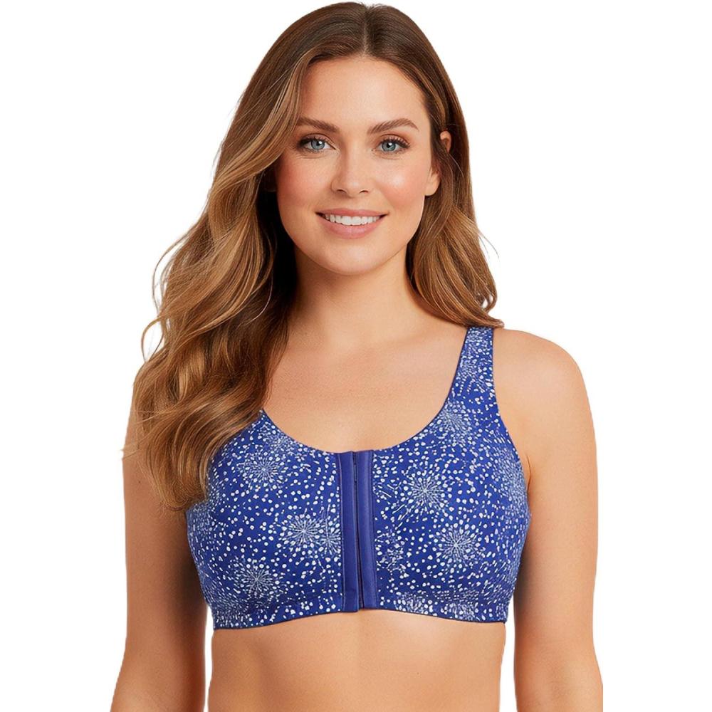 image:imageComfort Choice Womens Plus Size Cotton FrontClose Wireless BraUltra Blue Stars