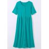 Woman Within Plus Size Short-Sleeve Button-Front Pocket Dress (Petite Available) – 4X, Paradise Blue Multi Garden