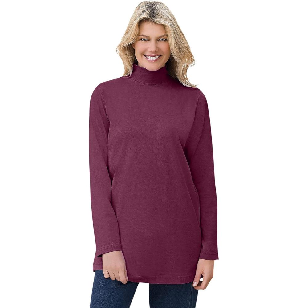 image:imageWoman Within Plus Size Perfect Mockneck TunicDeep Claret