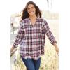 Woman Within Pintucked Flannel Shirt(Bright Cobalt Plaid)
