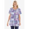 Woman Within Plus Size 7-Day Notch-Neck Tunic(Chocolate Abstract)