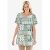 Woman Within Plus Size 7-Day Notch-Neck Tunic(Chocolate Abstract)