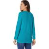 Woman Within Plus Size Embroidered Thermal Henley Tee(Emerald Green Vine Embroidery)