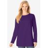 Woman Within Plus Size Perfect Long-Sleeve Crewneck Tee (Petite Available)(Radiant Purple)