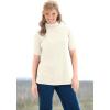 Woman Within Plus Size Ribbed Short Sleeve Turtleneck(Ivory)