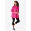 Woman Within Plus Size French Terry Quarter-Zip Sweatshirt(Vivid Red Marled)