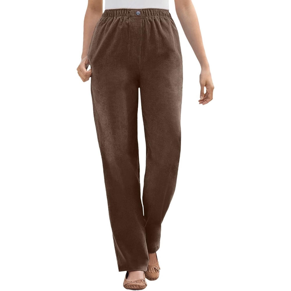 image:imageWoman Within Plus Size Petite 7Day Corduroy StraightLeg Pant  30 W Chocolate
