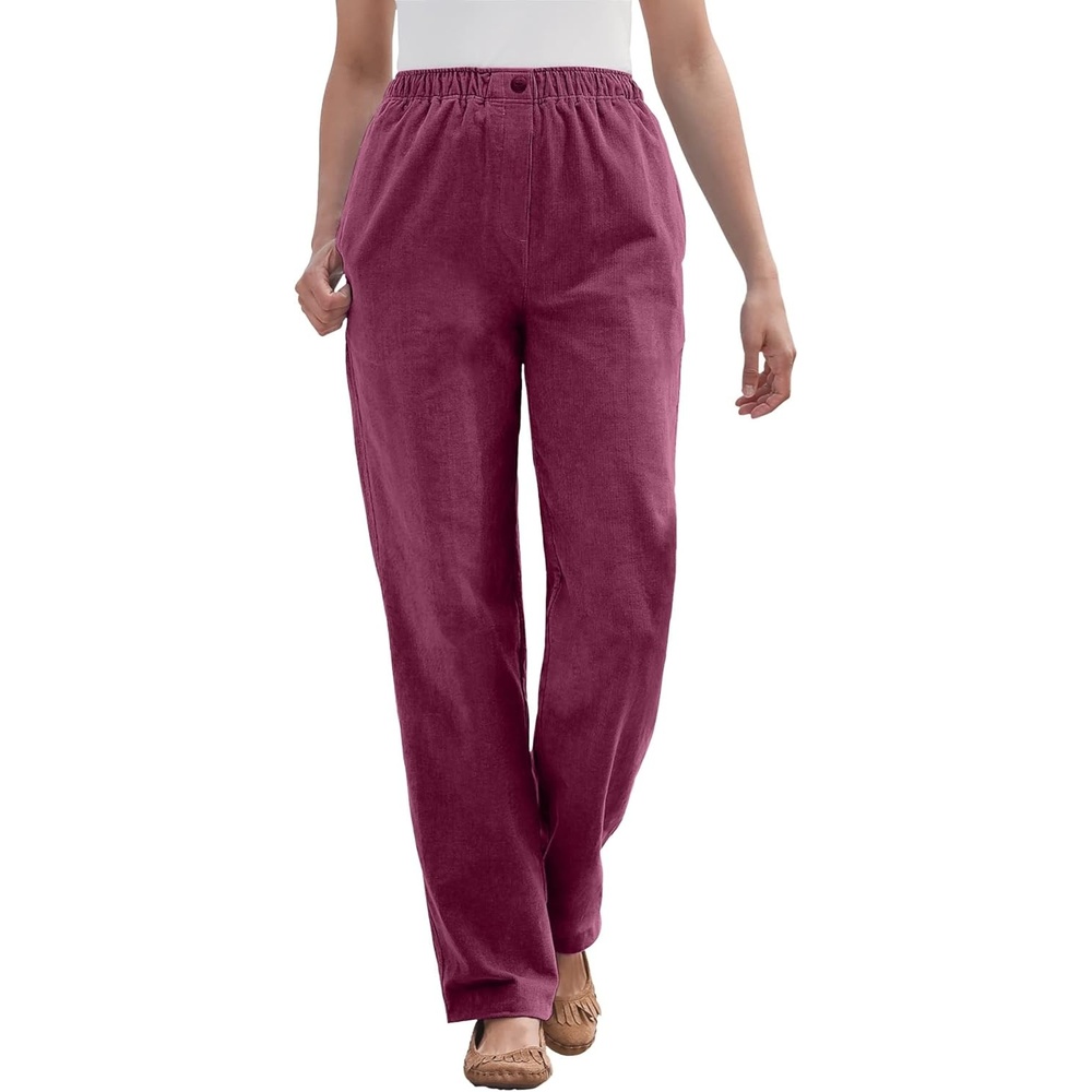 image:imageWoman Within Plus Size Tall 7Day Corduroy StraightLeg Pant  20 W Deep Claret