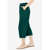 Woman Within Plus Size 7-Day Elastic-Waist Stretchy Knit Capri(Emerald Green)