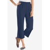 Woman Within Plus Size 7-Day Elastic-Waist Stretchy Knit Capri(Navy)