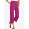 Woman Within Plus Size 7-Day Elastic-Waist Stretchy Knit Capri(Raspberry)