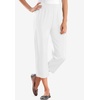 Woman Within Plus Size 7-Day Elastic-Waist Stretchy Knit Capri(White)