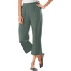 Woman Within Plus Size 7-Day Elastic-Waist Stretchy Knit Capri(Pine)