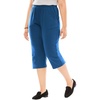 Woman Within Plus Size 7-Day Elastic-Waist Stretchy Knit Capri(Royal Navy)