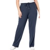 Woman Within Plus Size Tall Sport Knit Straight Leg Elastic Pant(Navy)