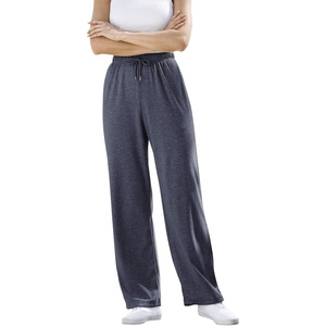 Woman Within Plus Size Tall Sport Knit Straight Leg Elastic Pant(Heather Navy)