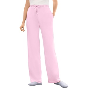 Woman Within Plus Size Tall Sport Knit Straight Leg Elastic Pant(Pink)