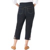 Woman Within Plus Size Pull-On Flex Elastic-Waist Stretch Denim Capri Jeans(Indigo Floral)