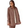 Woman Within Plus Size Pleat-Back Denim Jacket Long Oversized Jean Coat(Mocha Nude)