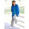 Woman Within Plus Size Fleece Baseball Jacket Long Oversized Fleece Coat(Oatmeal)
