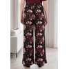 ellos Plus Size Wide-Leg Soft Pants with Back Elastic(Black Merlot Floral)