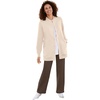Woman Within Plus Size Fleece Baseball Jacket Long Oversized Fleece Coat(Oatmeal)