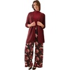 ellos Plus Size Wide-Leg Soft Pants with Back Elastic(Black Merlot Floral)