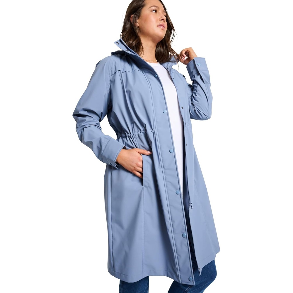 image:imageWoman Within Plus Size SelfPackable Hooded RaincoatPale Indigo