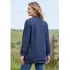 Woman Within Plus Size Flannel-Lined Denim Jacket Removable Hood Long Oversized Jean Coat(Indigo Blue Plaid)