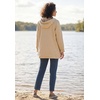 Woman Within Plus Size Flannel-Lined Denim Jacket Removable Hood Long Oversized Jean Coat(Natural Khaki Ivory Plaid)
