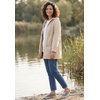 Woman Within Plus Size Flannel-Lined Denim Jacket Removable Hood Long Oversized Jean Coat(Natural Khaki Ivory Plaid)
