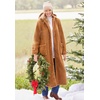 Woman Within Plus Size Long Hooded Berber Fleece Coat(Pine)