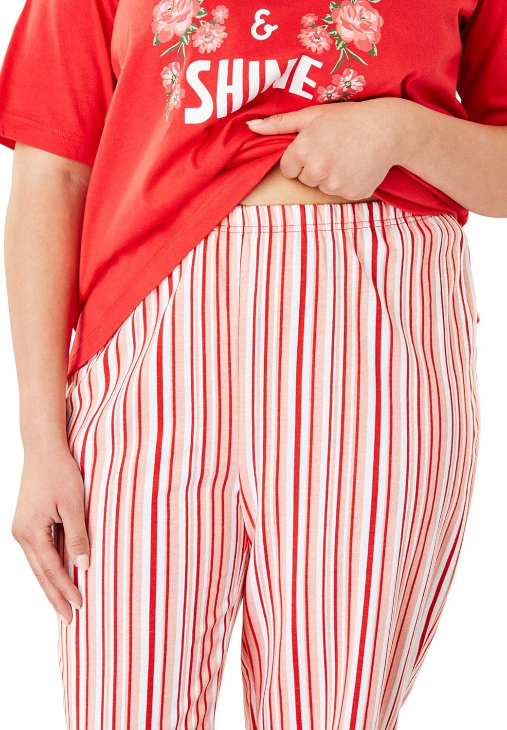 image:imageDreams amp Co Plus Size 2Piece Capri Cotton PJ SetClassic Leopard