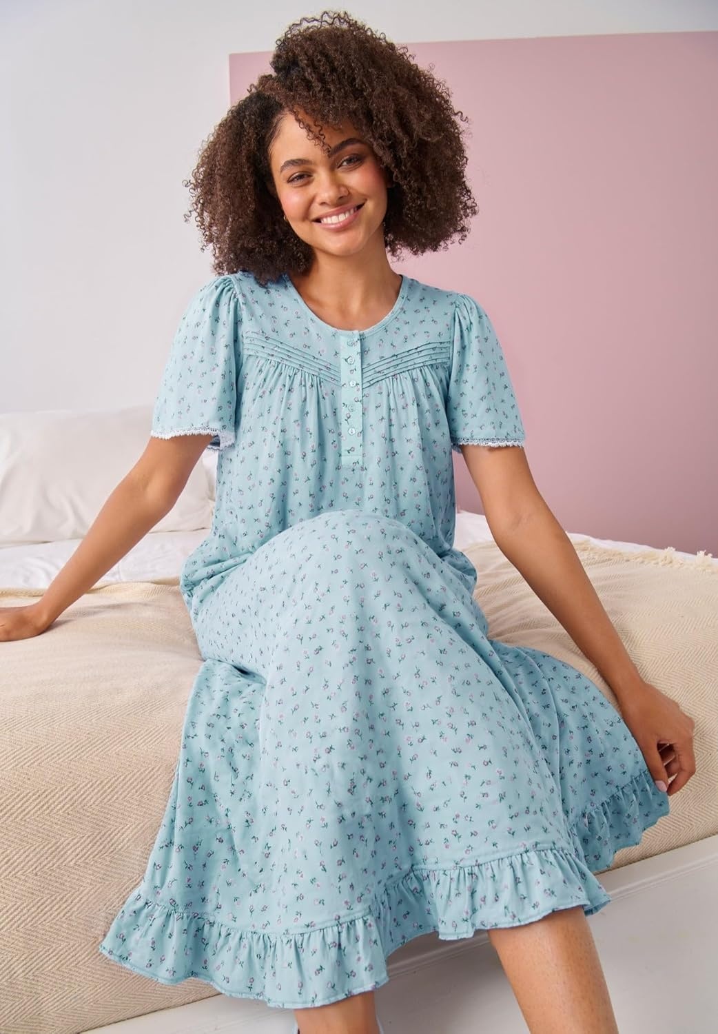 image:imageDreams amp Co Plus Size Long Floral Print Cotton GownMulti Birds