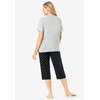 Dreams & Co. Plus Size 2-Piece Capri Cotton PJ Set(Black Dot)