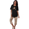 Dreams & Co. Plus Size 2-Piece Capri Cotton PJ Set(Classic Leopard)