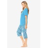 Dreams & Co. Plus Size 2-Piece Capri Cotton PJ Set(Glass Blue Peacock)