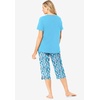 Dreams & Co. Plus Size 2-Piece Capri Cotton PJ Set(Glass Blue Peacock)