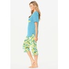 Dreams & Co. Plus Size 2-Piece Capri Cotton PJ Set(Pale Ocean Lemon)