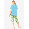 Dreams & Co. Plus Size 2-Piece Capri Cotton PJ Set(Pale Ocean Lemon)
